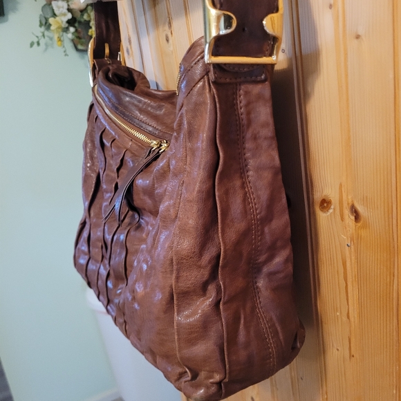 Treesje women's brown soft leather boho slouch shoulder/handbag - Picture 3 of 10